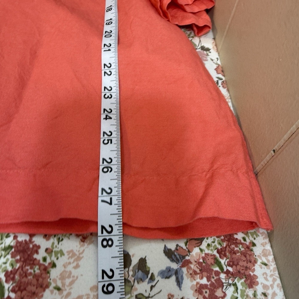 Womens Lagenlook Linen Blend Tunic Top XL Coral Embroidered Cottage Boho Baggy - Picture 11 of 11